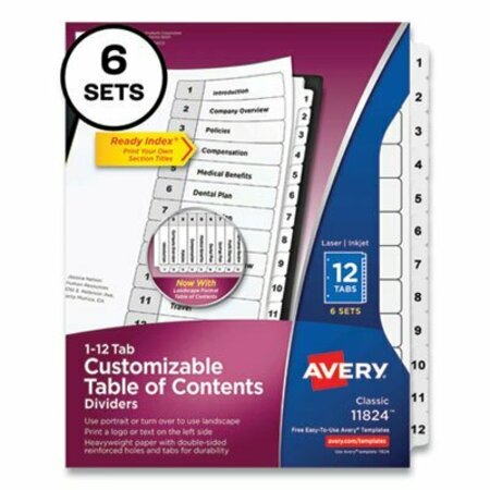 AVERY DENNISON TAB, NUMERIC, WH, 12, 6/ST 11824